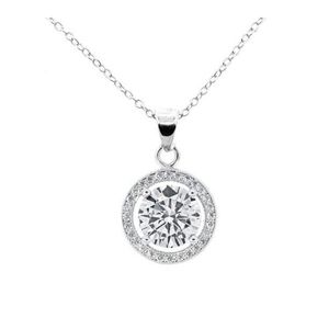 💎18k white gold plated Halo Pendant Necklace